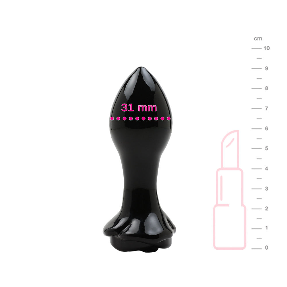 Plug anal noir avec sa taille affichée