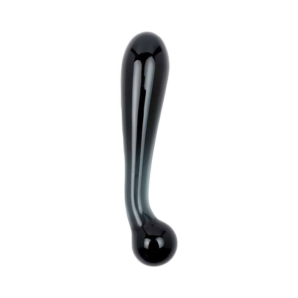 Sextoy point G et point P en verre noir, vue debout