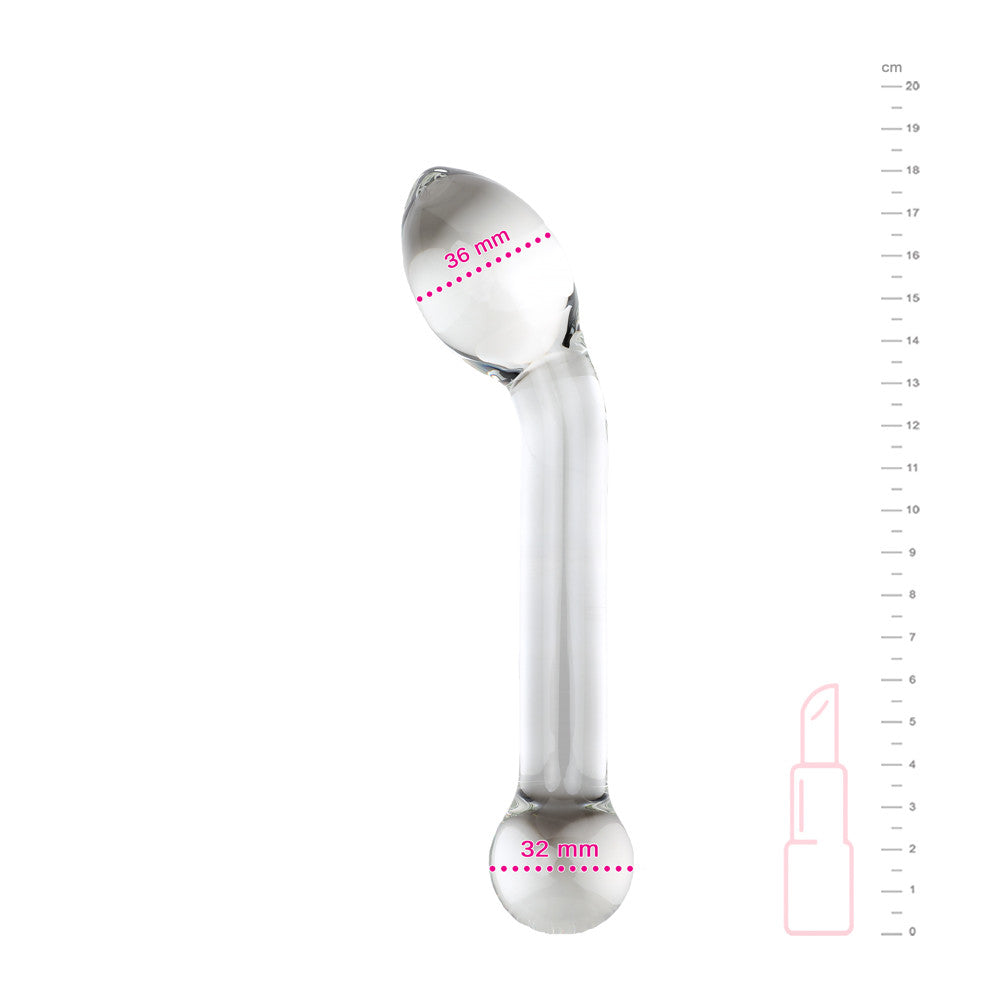 Sextoy transparent point G avec ses dimensions et réglette