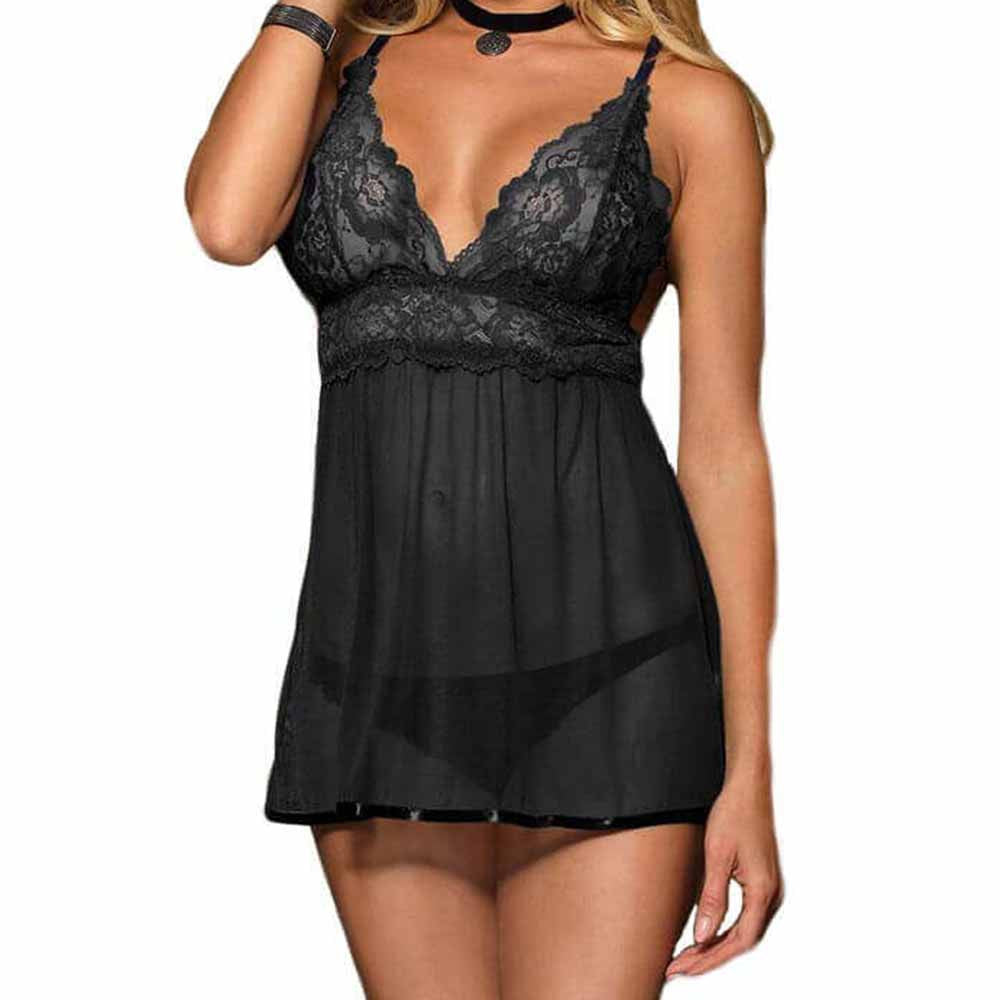 Nuisette babydoll Domino Sensual Lingerie couleur  noir