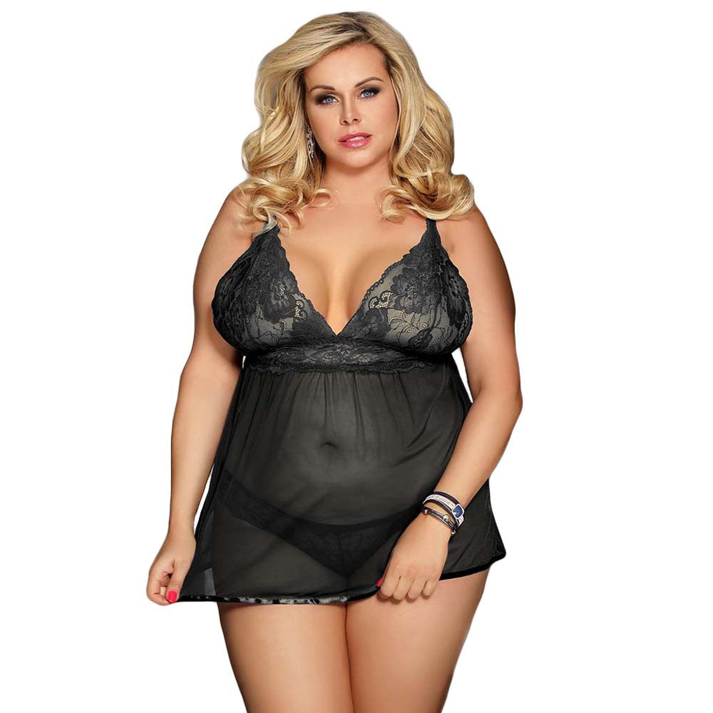 Nuisette babydoll Domino Sensual Lingerie couleur  noir taille queen