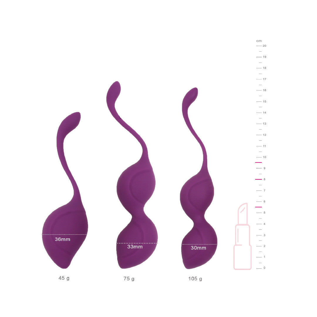 Be happy-boules de geisha - set évolutif pour remuscler le  périnée - en silicone viole - mesures