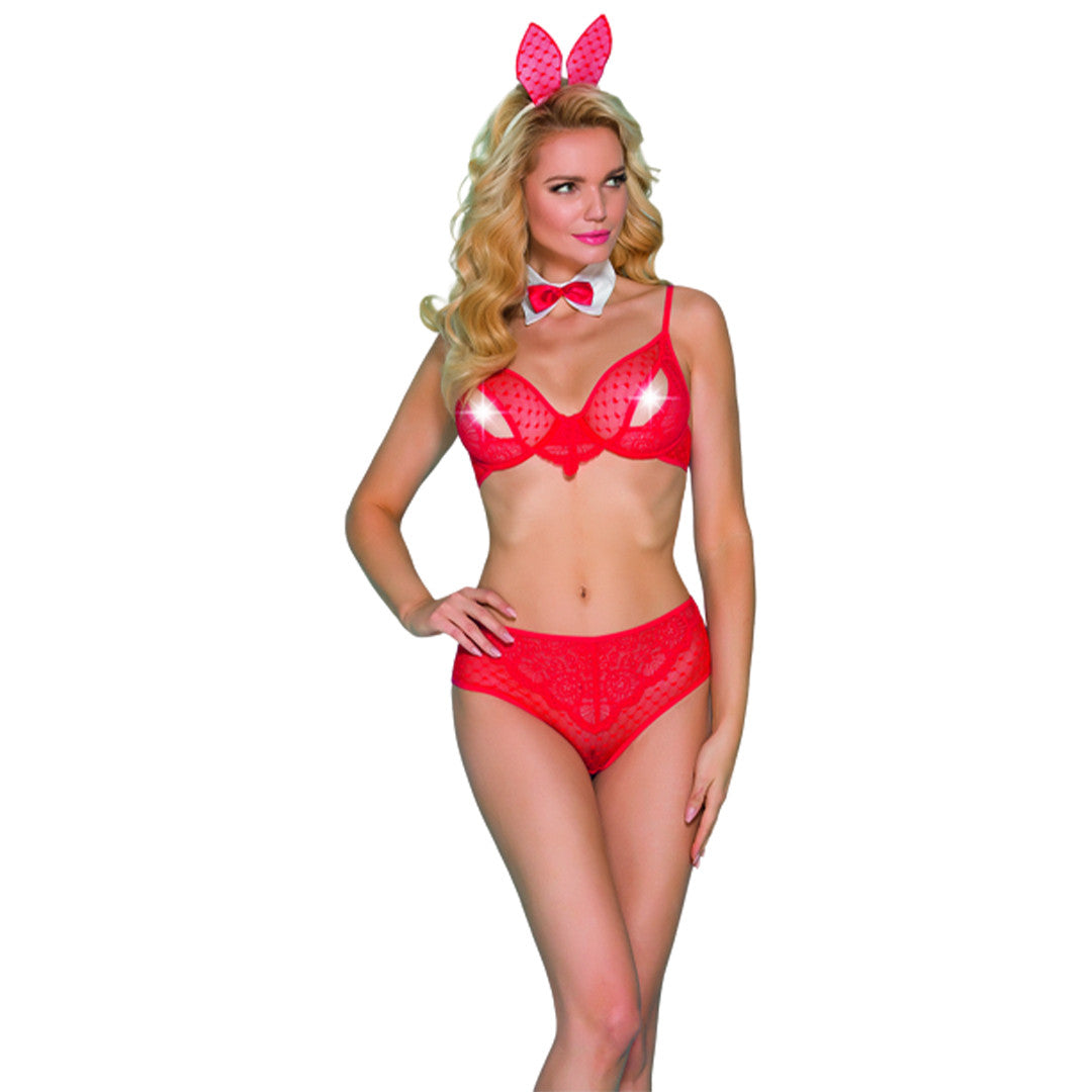Costume de Lapine Kinky rouge - Sensual Lingerie