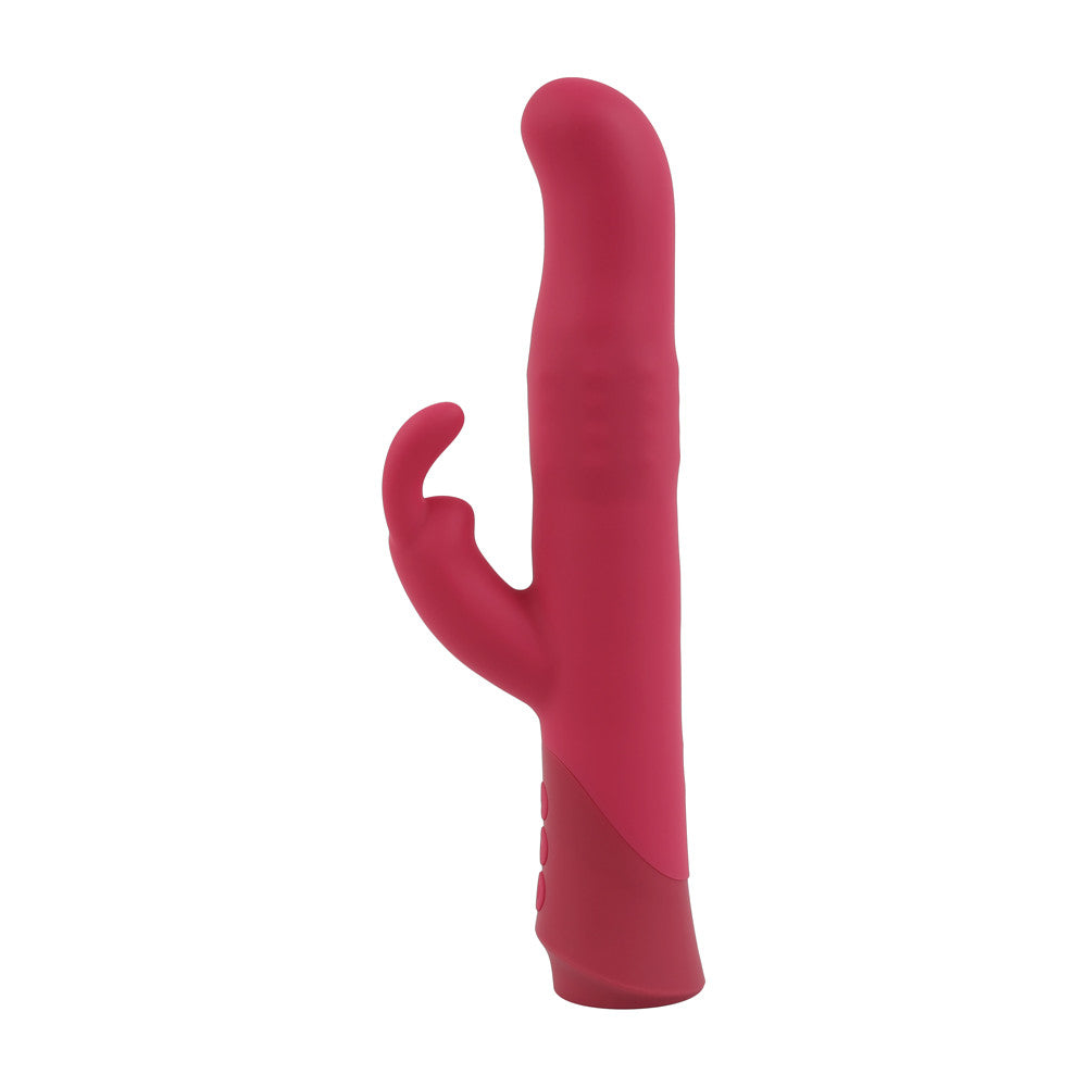 vibromasseur rabbit volcanique en silicone bordeaux vue profil