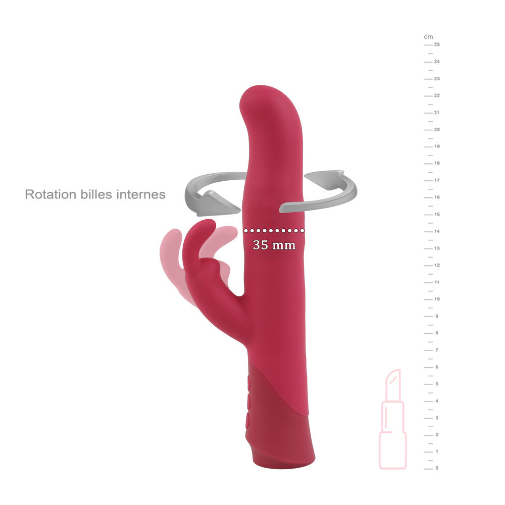 vibromasseur rabbit bordeaux rotation billes internes dimensions