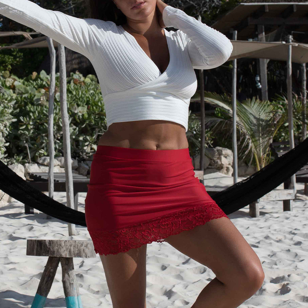 Jupe courte Marina rouge - Look Me