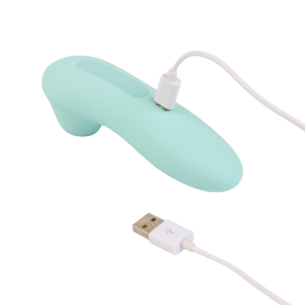 aspirateur clitoridien vertige bleu avec cable de recharge usb branche
