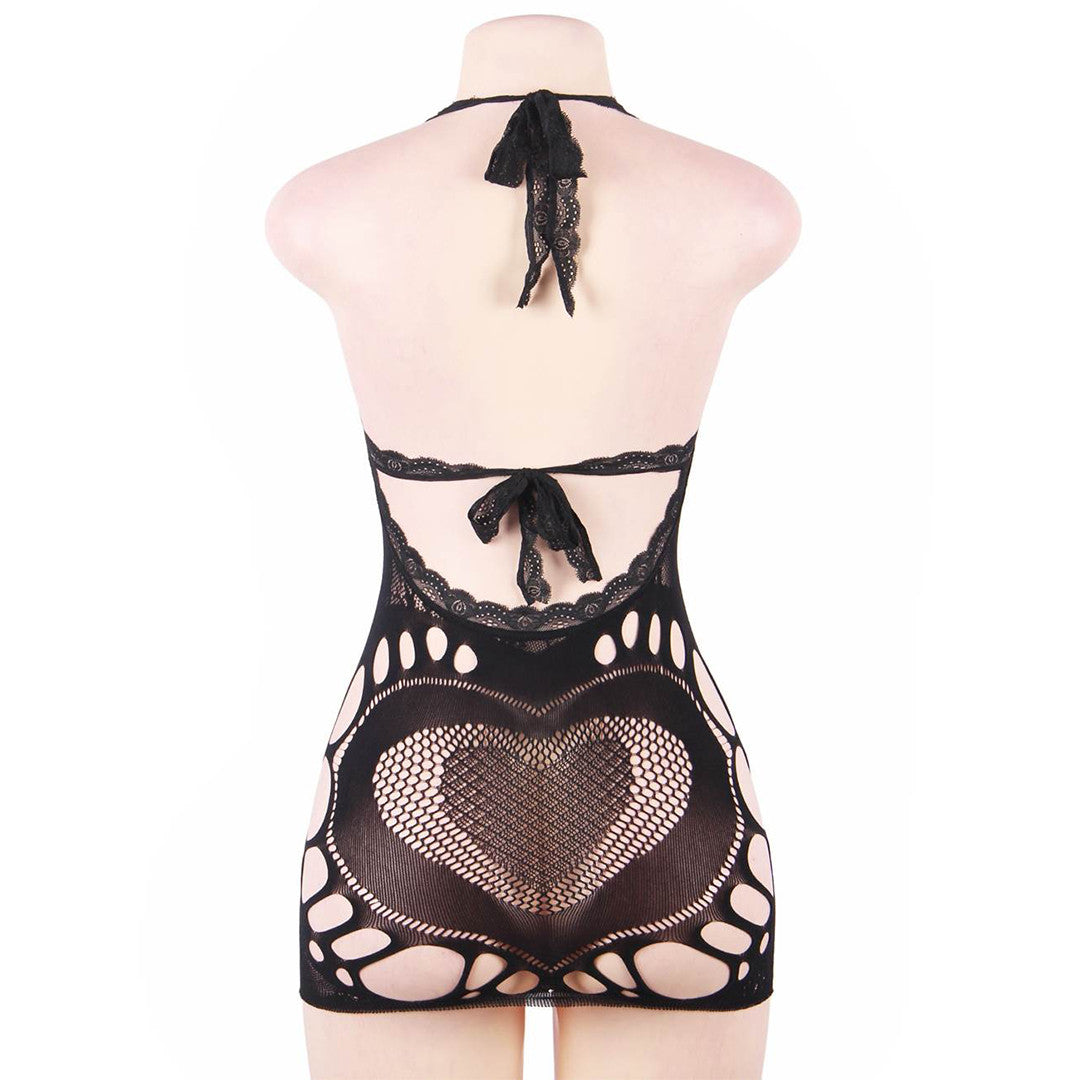 Mini Robe en Résille Heart - Broderies et ajourage sensuel - Sensual Lingerie