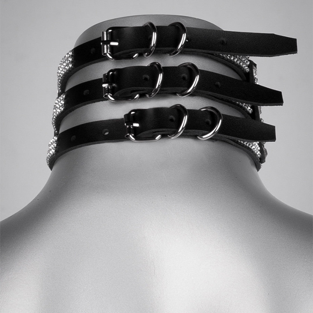 Collier en cuir Diamants - Voyeur X