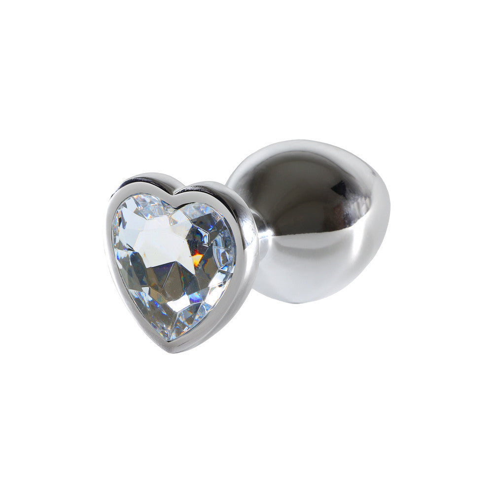 Plug Coeur Alu Argent L Crystal - Steel Lovin U