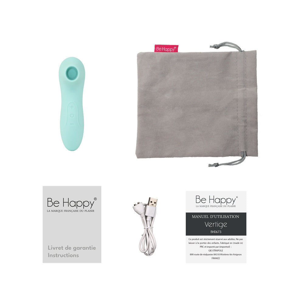 contenu boite aspirateur clitoridien vertige avec pochette cable et notice