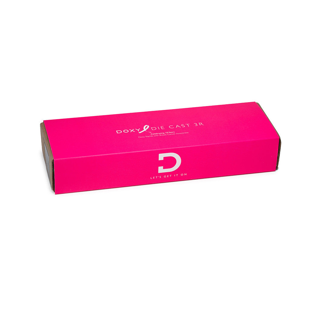 Stimulateur Clitoridien Die Cast - 3R - Rechargeable - Doxy - couelur rose - vue boîte