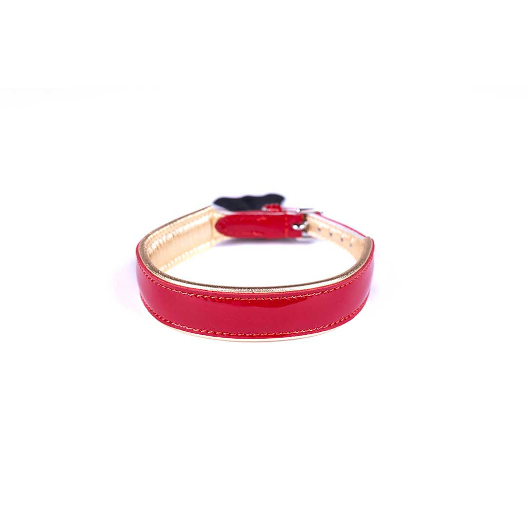 Collier Fin en Cuir - Be Bondage Rouge Doré