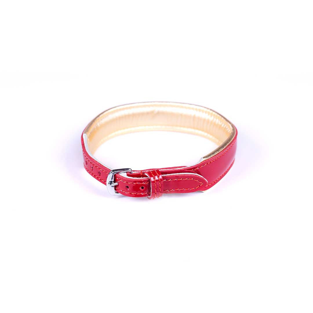 Collier Fin en Cuir - Be Bondage Rouge Doré