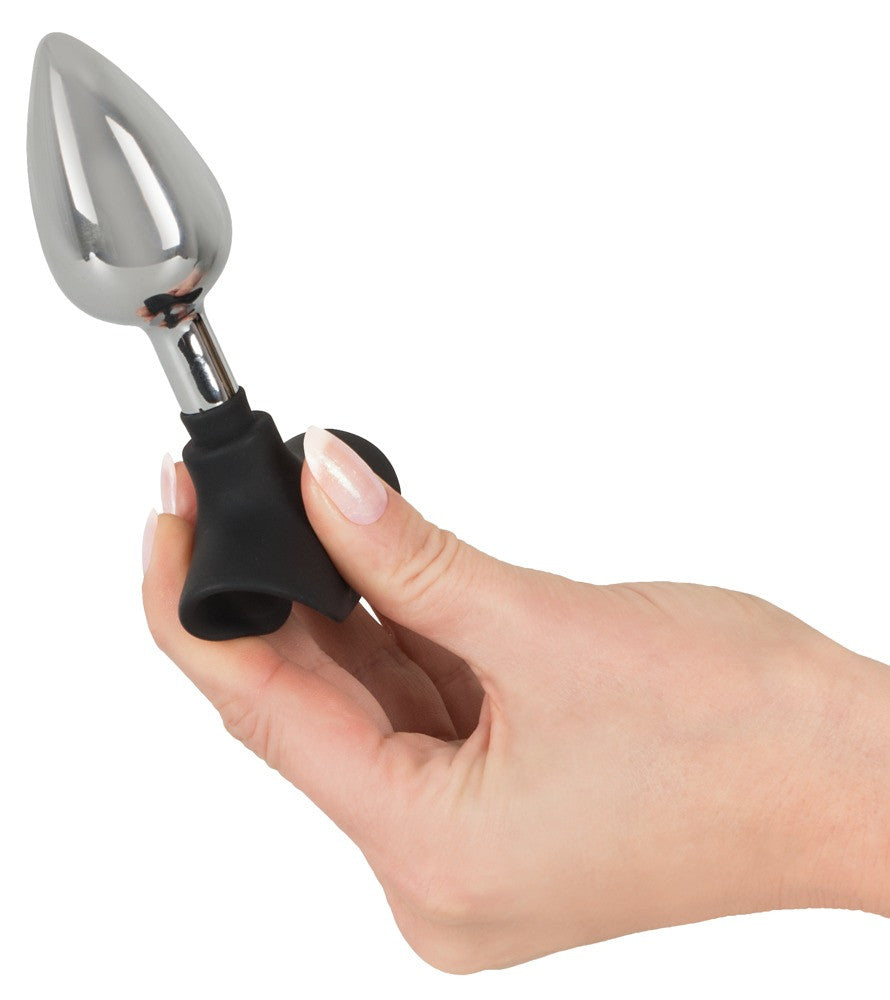 Plug Anal en Alu Base Silicone Ventouse Main