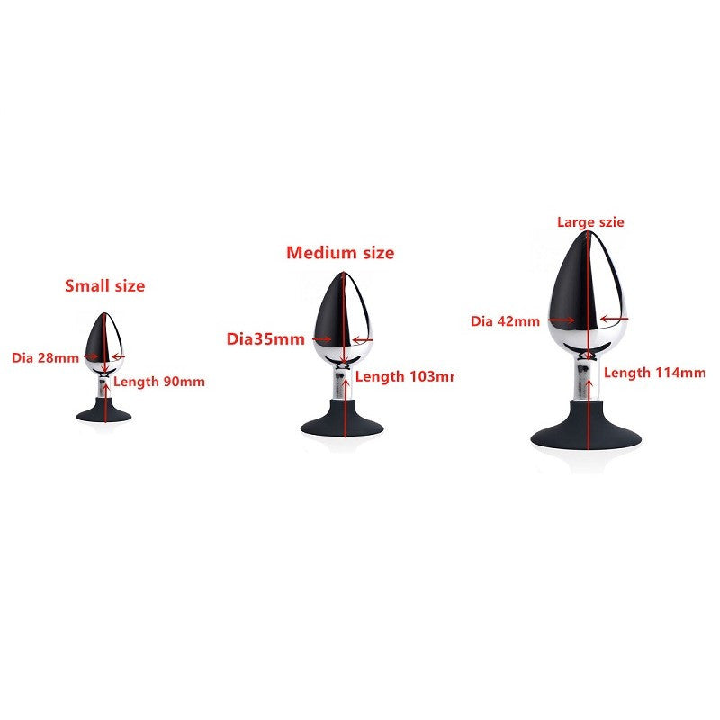 Plug Anal en Alu Base Silicone Ventouse Dimensions