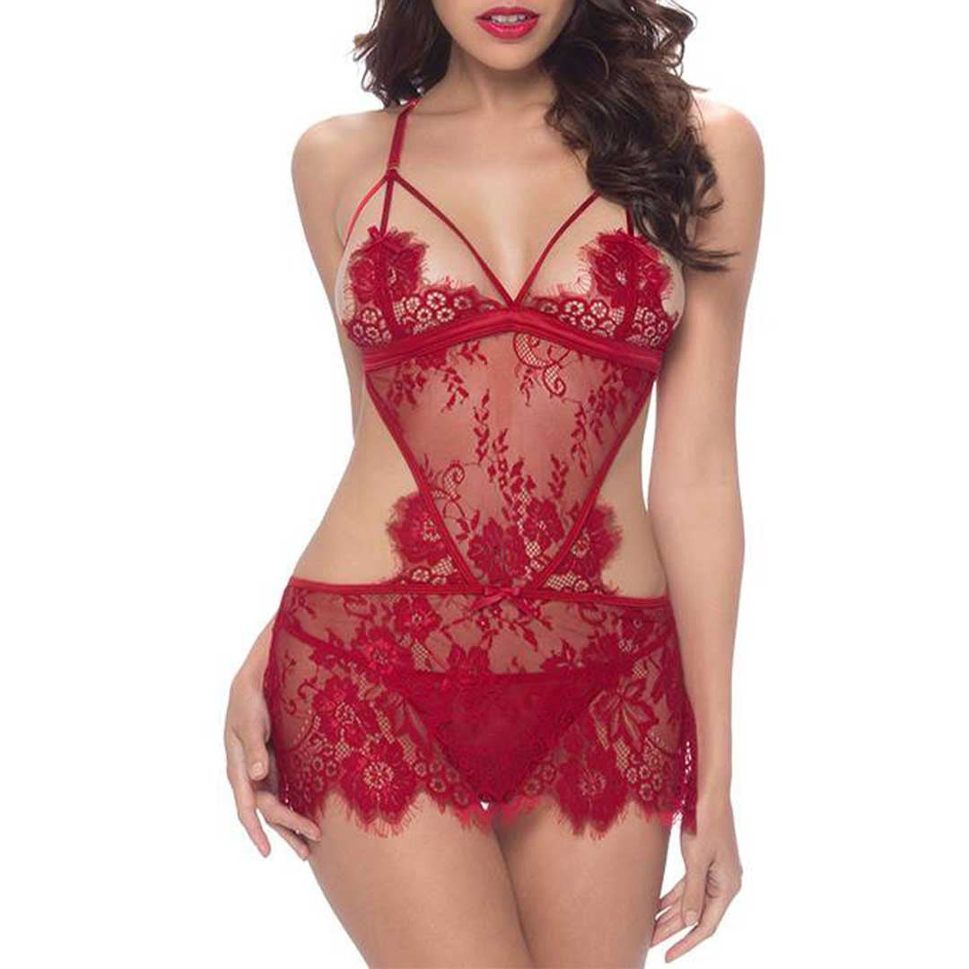 Nuisette dentelle Zoom Rouge