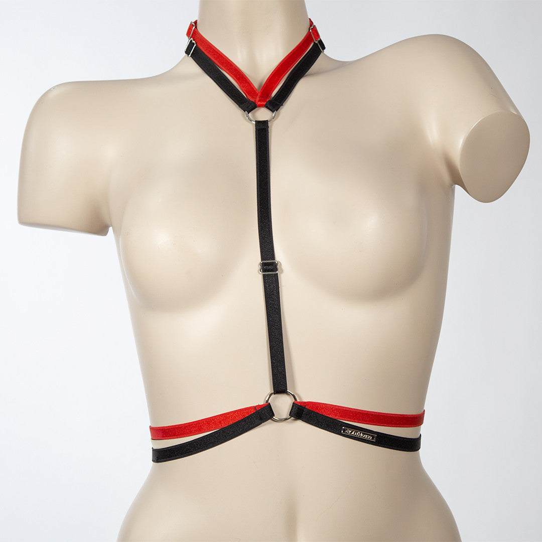 Harnais Double Bicolore Évasion Rouge Noir
