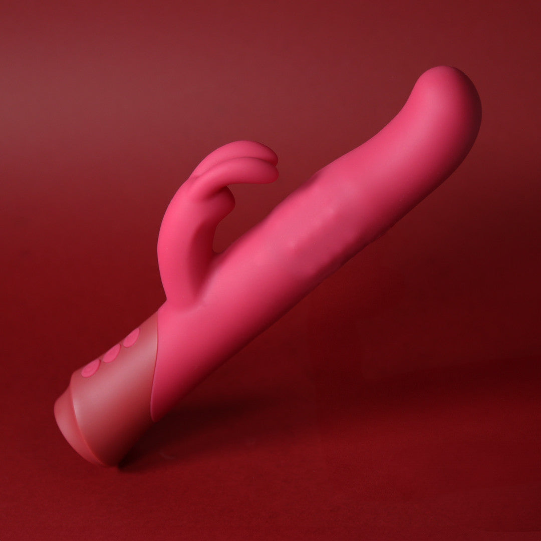 sextoy rabbit a double stimulation en silicone bordeaux avec bras pour clitoris