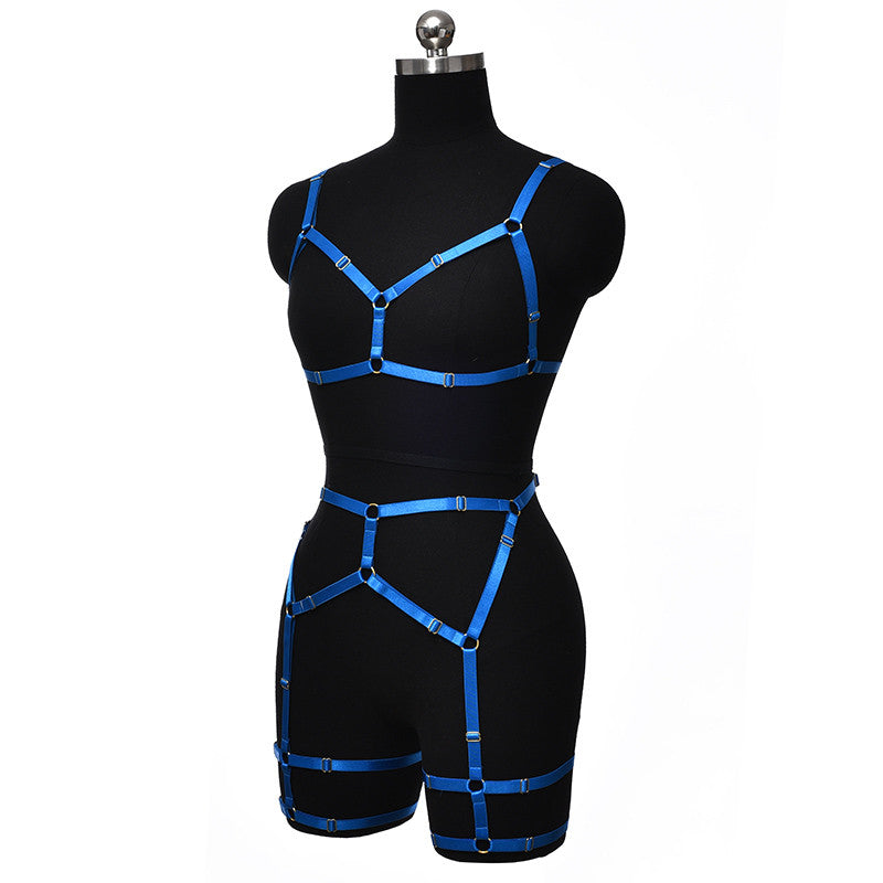Set Harnais Brillant Sexy Bleu
