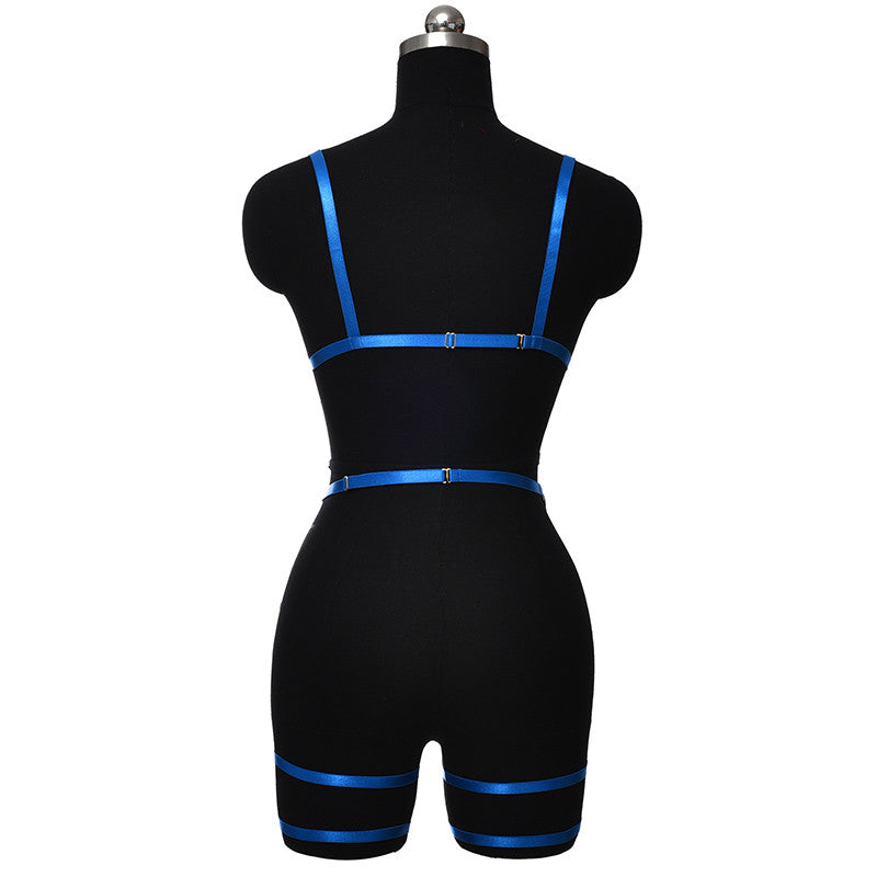 Set Harnais Brillant Sexy Bleu