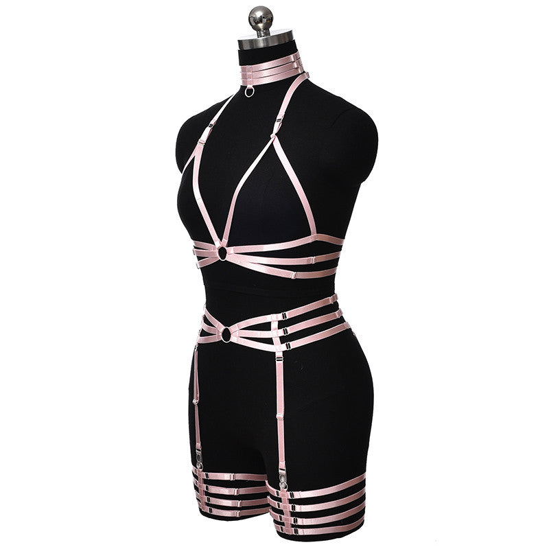 Set Harnais Brillant Complet Rose