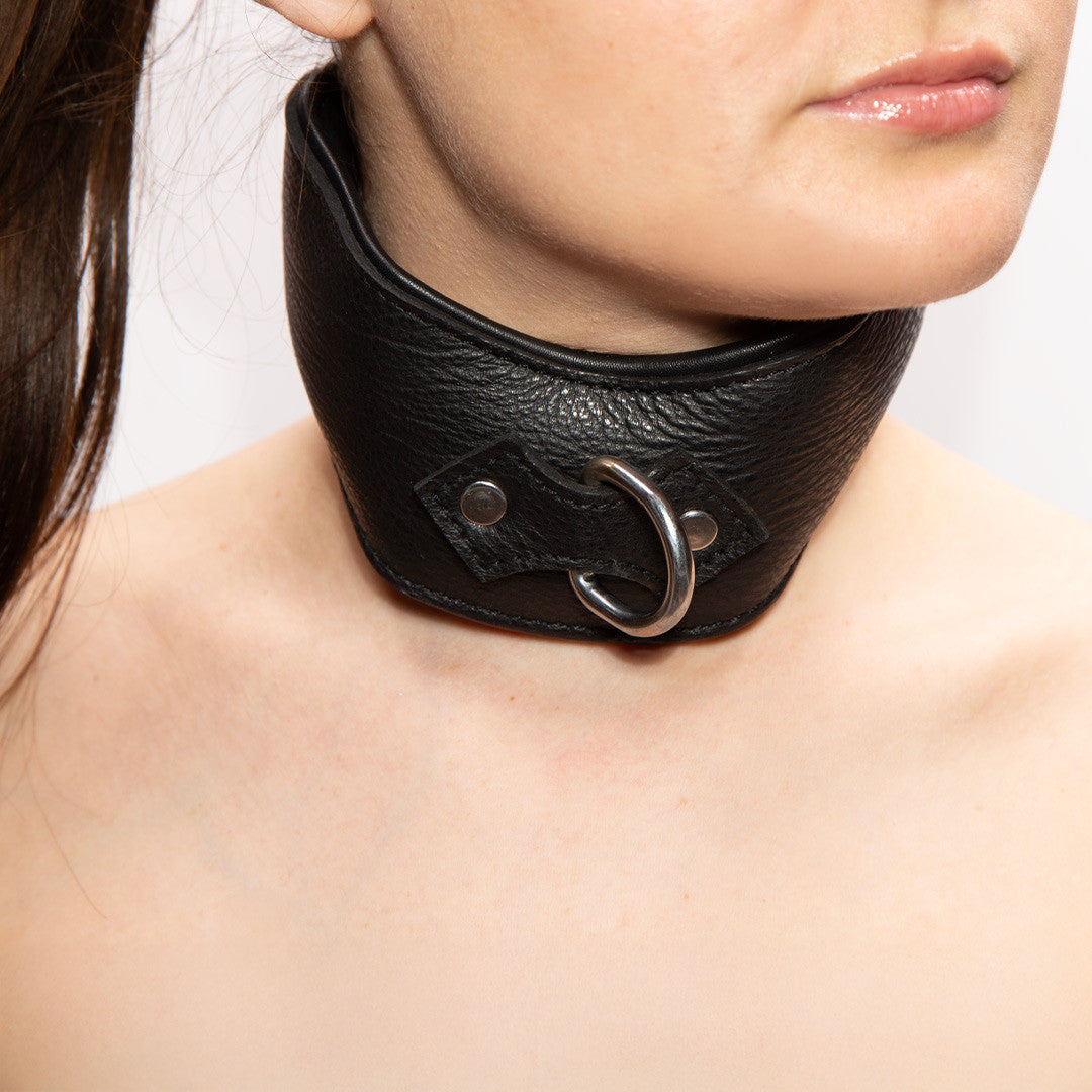 Collier Cuir Epais Anneau