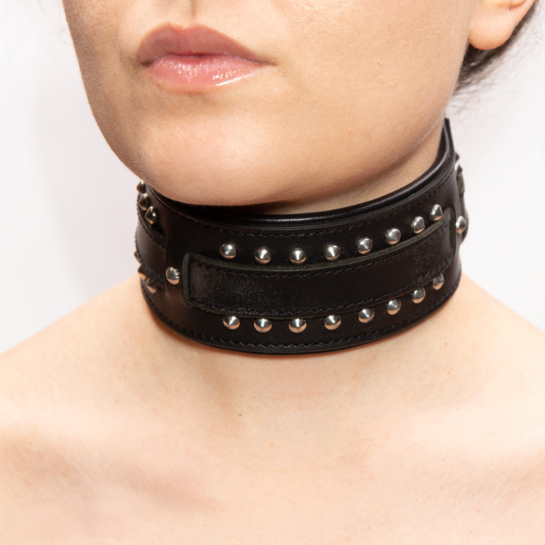Collier Cuir Large Rivets