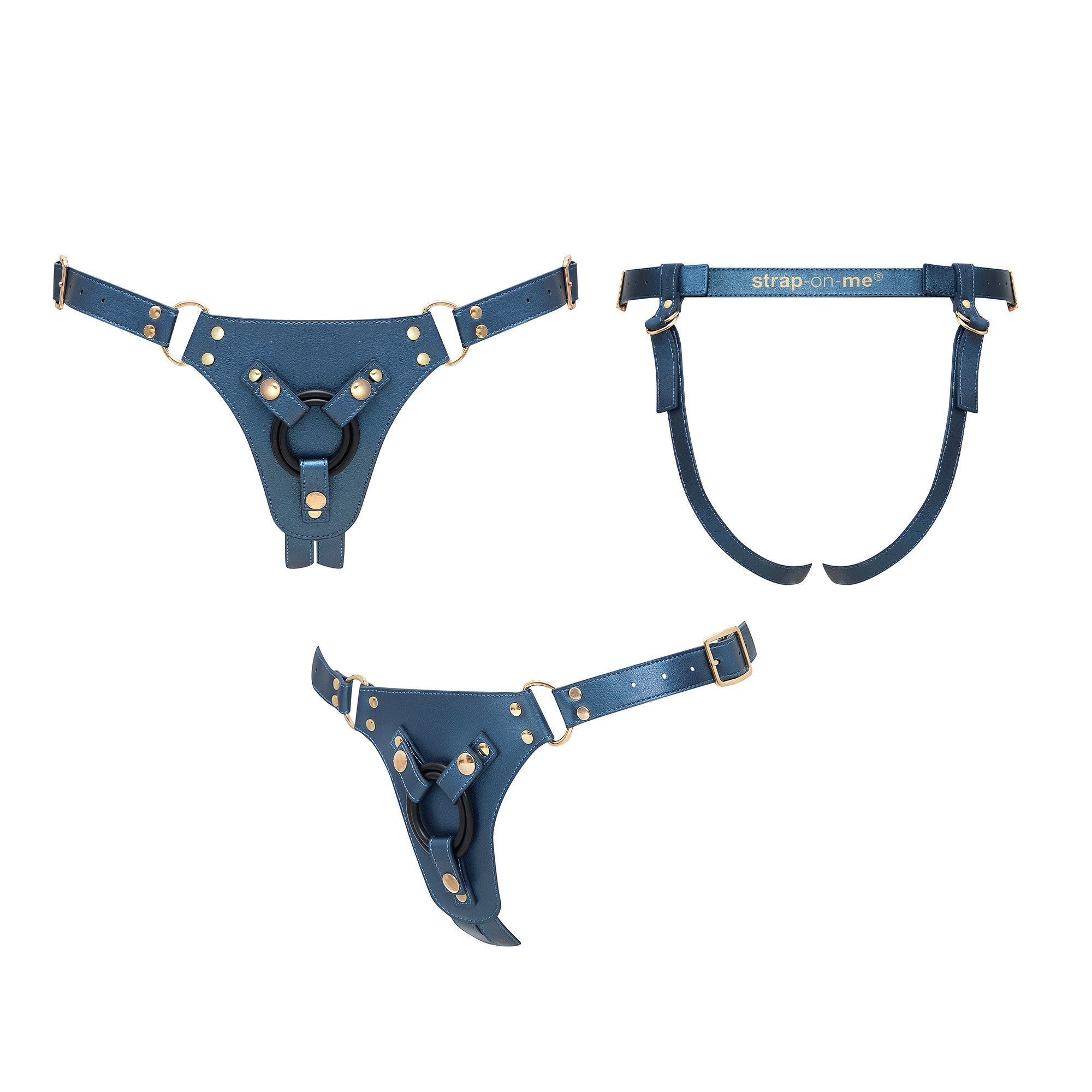 Gode Ceinture Harnais Similicuir Generous Bleu