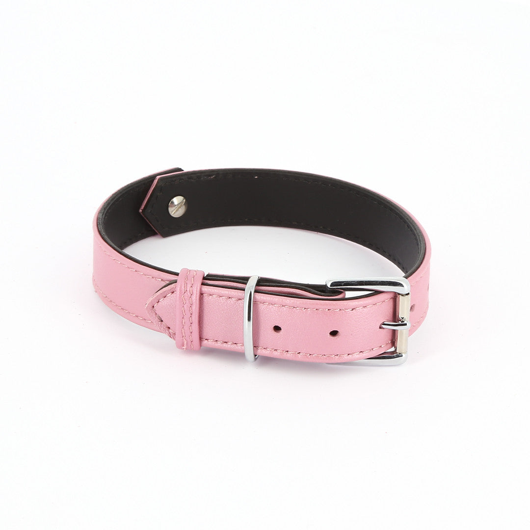 Collier Cuir Anneau Rose