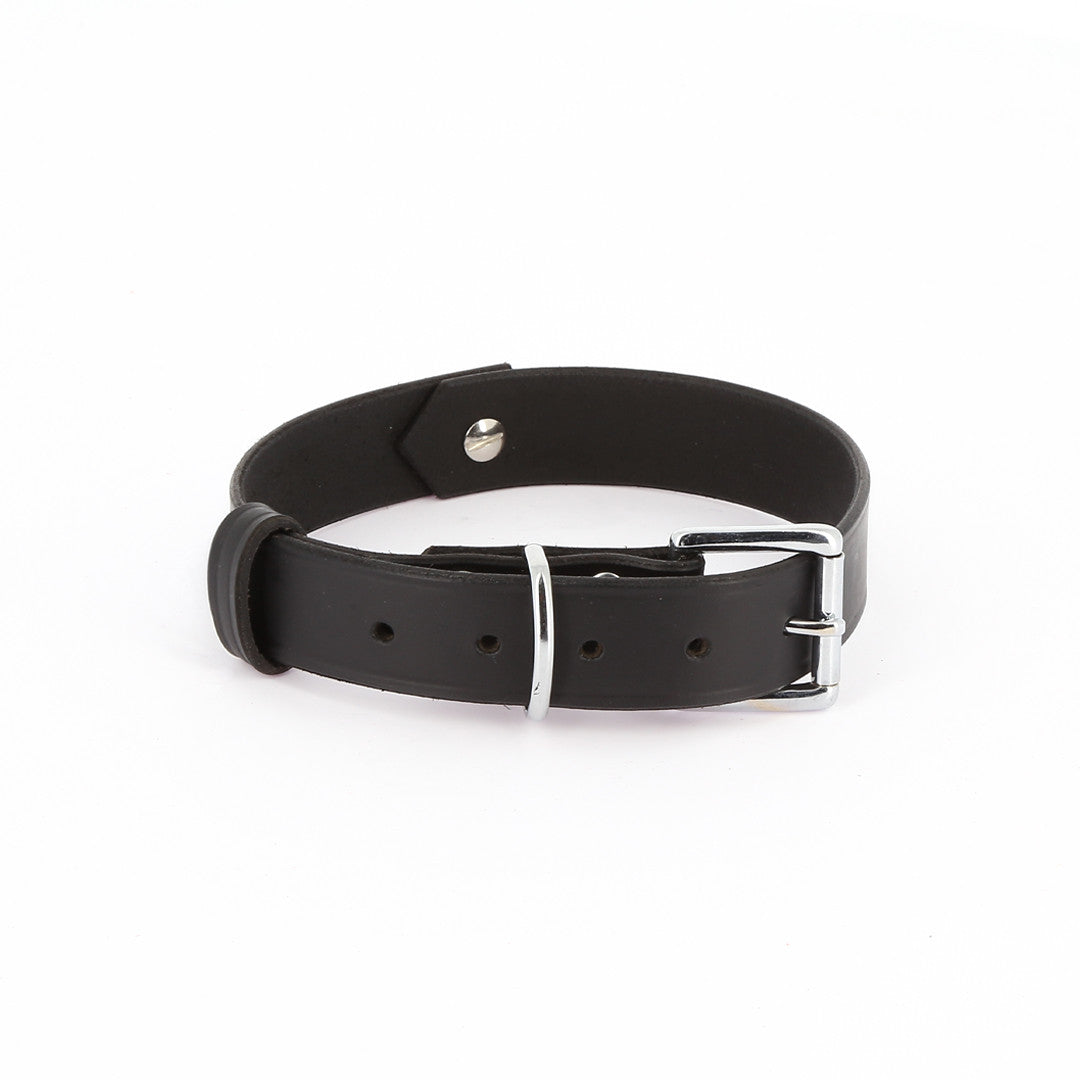 Collier Cuir Anneau Noir