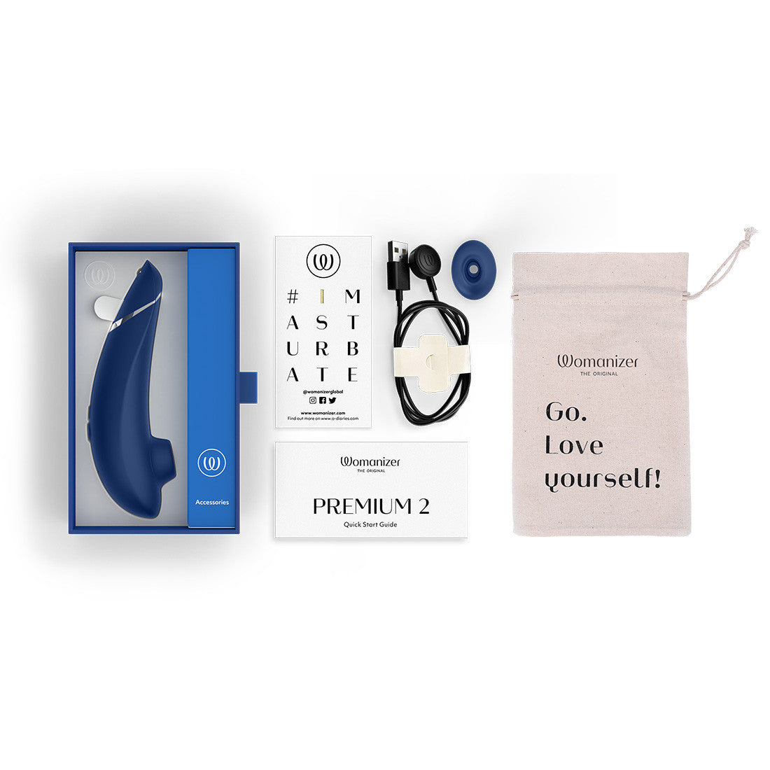 Womanizer Premium 2 Bleu contenu boîte