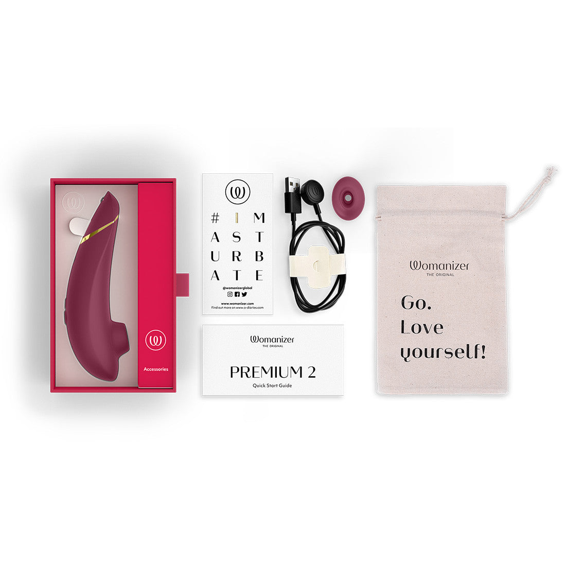 Womanizer Premium 2 Bordeaux contenu boîte