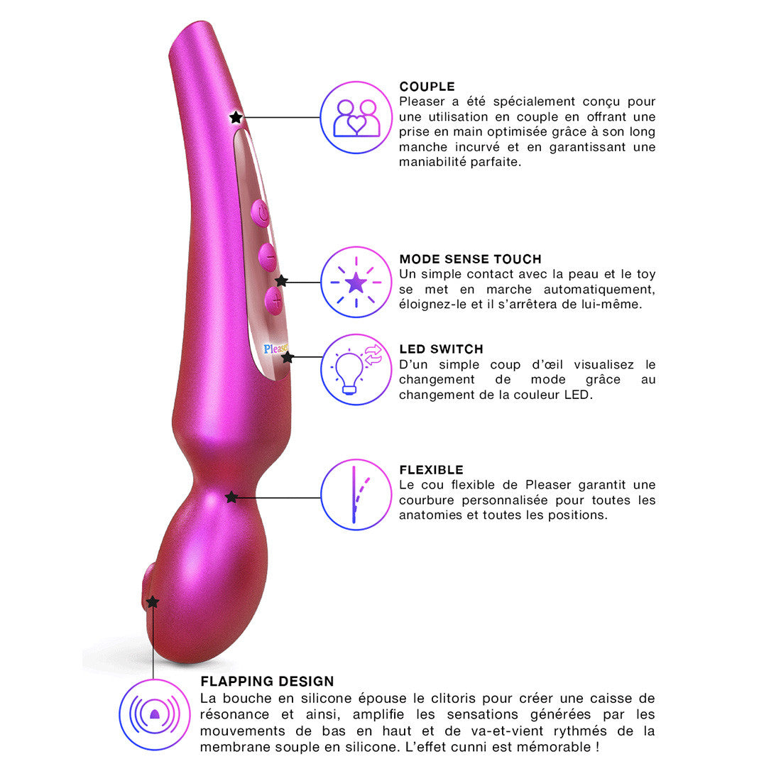 Wand Pleaser Iridescent Rose - Magenta - 4