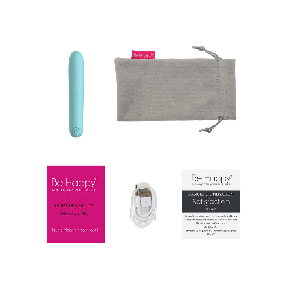 Contenu du packaging du Mini Stimulateur Clitoridien Bleu Eco Responsable - Satisfaction