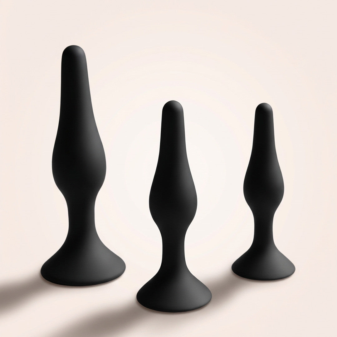 plug anal tentation silicone noir trois tailles