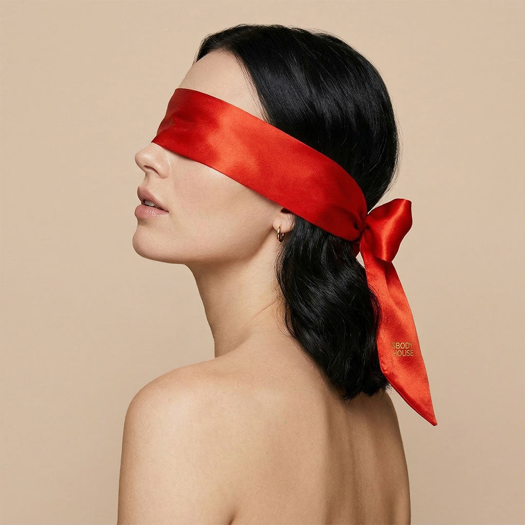 Bandeau Satin Yeux à Nouer Rouge