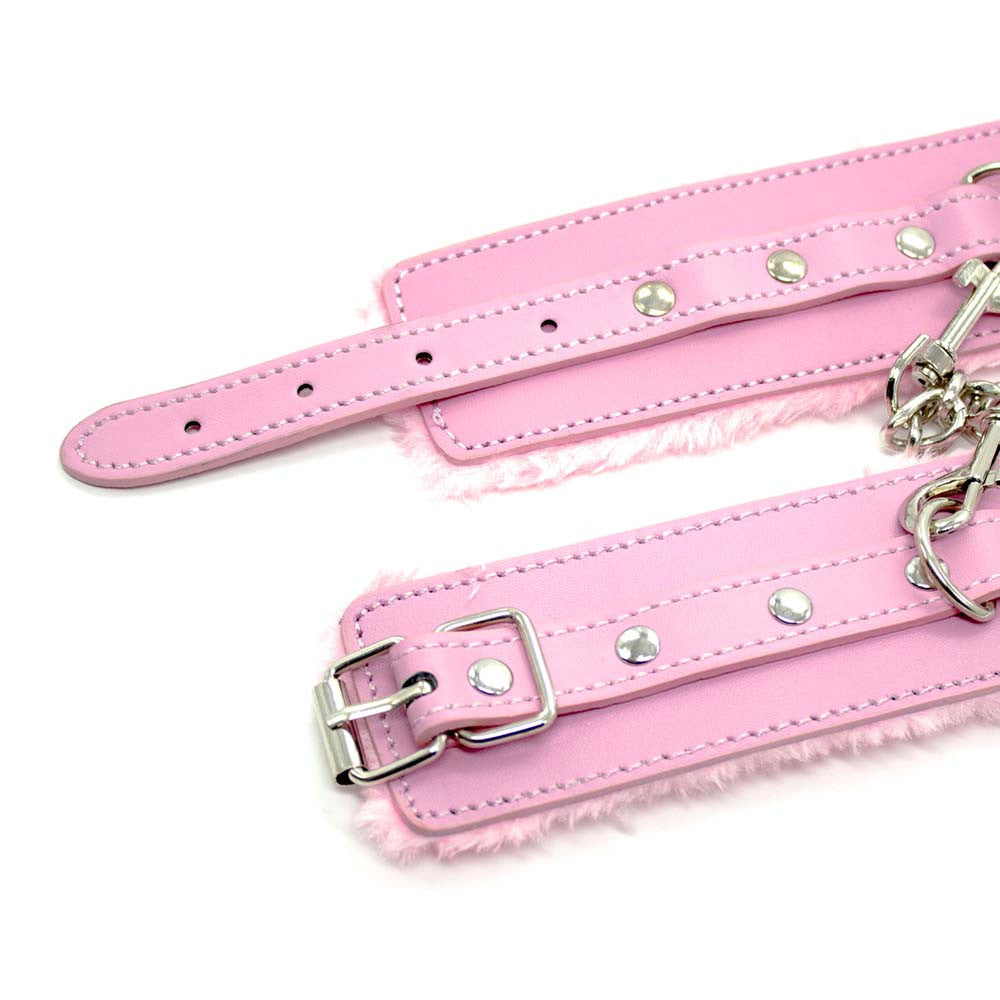 Menottes Erotiques Poignets en Simili Cuir Rose - Be Bondage
