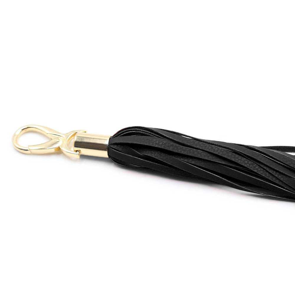 Be Bondage Petit Porte Clé Fouet Similicuir Noir Doré Zoom sur le Mousqueton