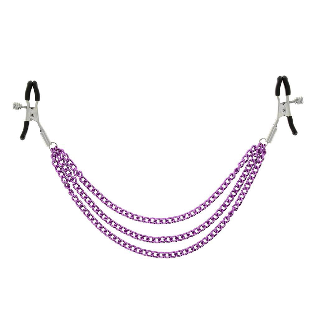 Pinces à Seins Femme Réglables avec 3 Chaines - Be Bondage