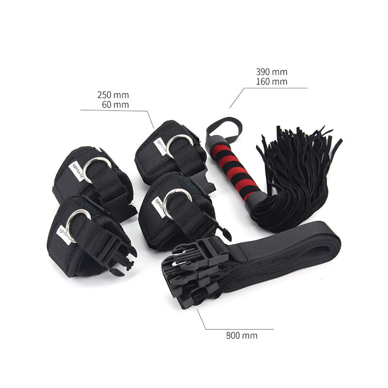 Set d'Attache Poignets et Chevilles pour Lit avec Fouet
