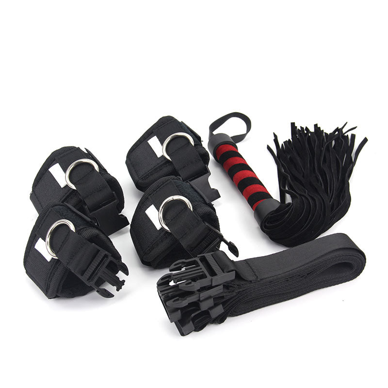 Set d'Attache Poignets et Chevilles pour Lit avec Fouet