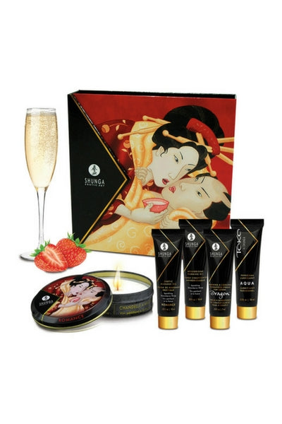 Coffret Érotique pour Couple Ensemble Secret de Geisha Fraise Shunga