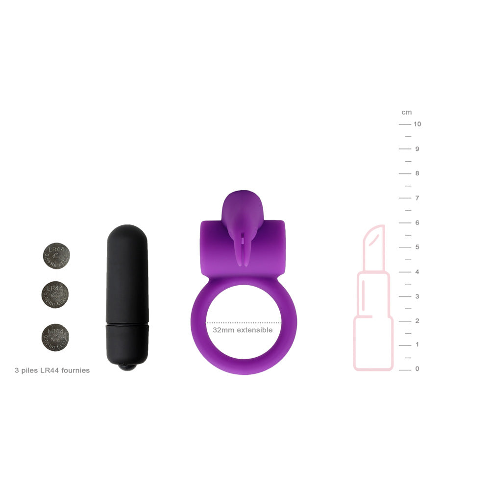 Be happy - anneau vibrant couple - stimule le clitoris effet cockring améliore l'érection - en silicone violet- mesures