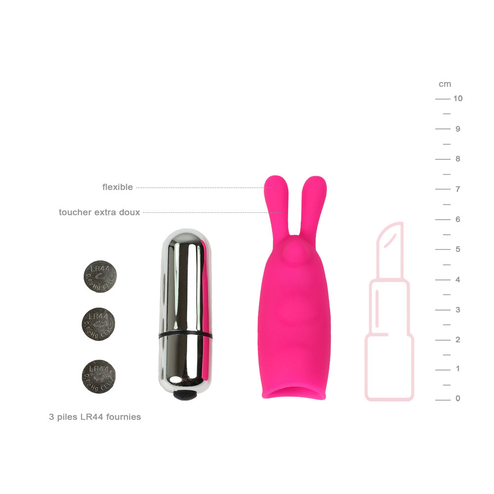 Be happy-stimulateur clitoridien de  poche en silicone rose avec bullet- mesures