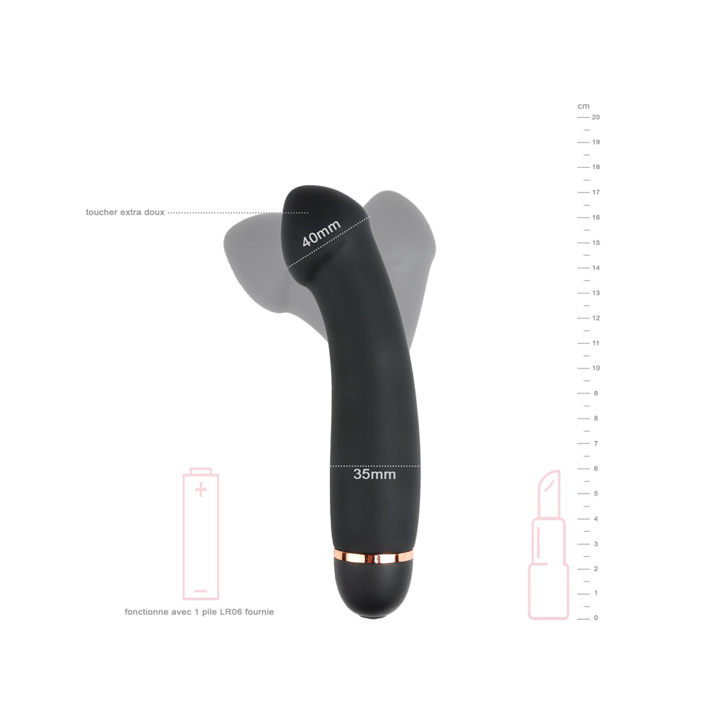 Vibromasseur Vaginal Essentiel Be Happy Noir avec dimensions