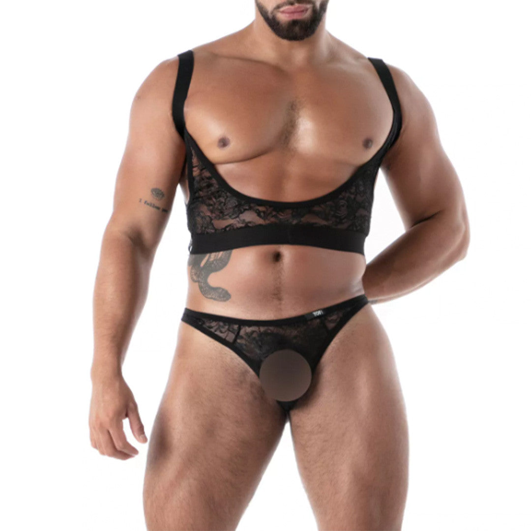 String en dentelle fluide - Noir - 1