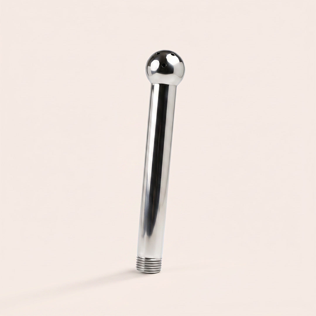 Embout de douche anale en acier longue avec boule au bout